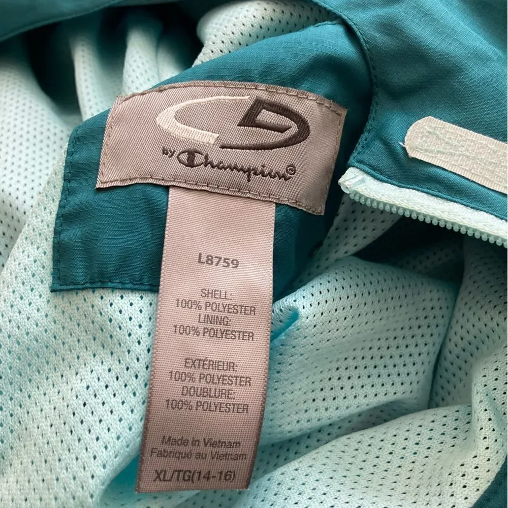Girls Blue Green C9 by Champion Windbreaker Zip Up Jacket